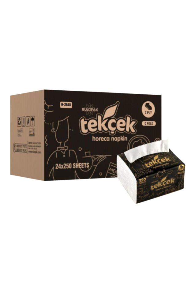 Tekçek Horeca Masa Üstü Dispenser Peçete 11.5 x 19 cm 250 Yaprak - 24 Adet (300402)