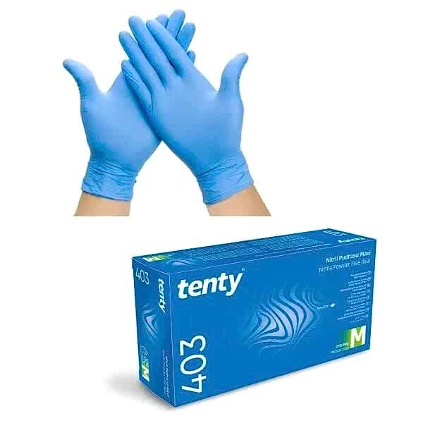 TENTY 403 (MAVİ) NİTRİL PUDRASIZ ELDİVEN (M)