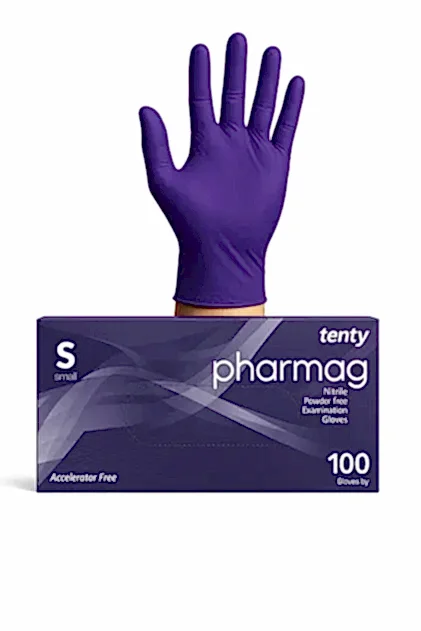 TENTY PHARMAG (YABAN MERSİNİ MAVİSİ) NİTRİL PUDRASIZ ELDİVEN S (100\'LÜ)